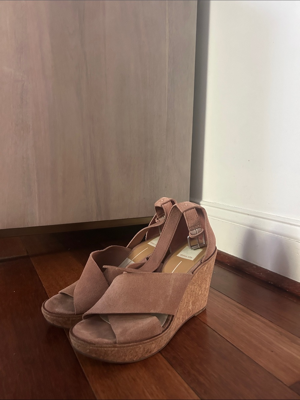 Dolce Vita Suede Wedge Sandals in Dusty Rose